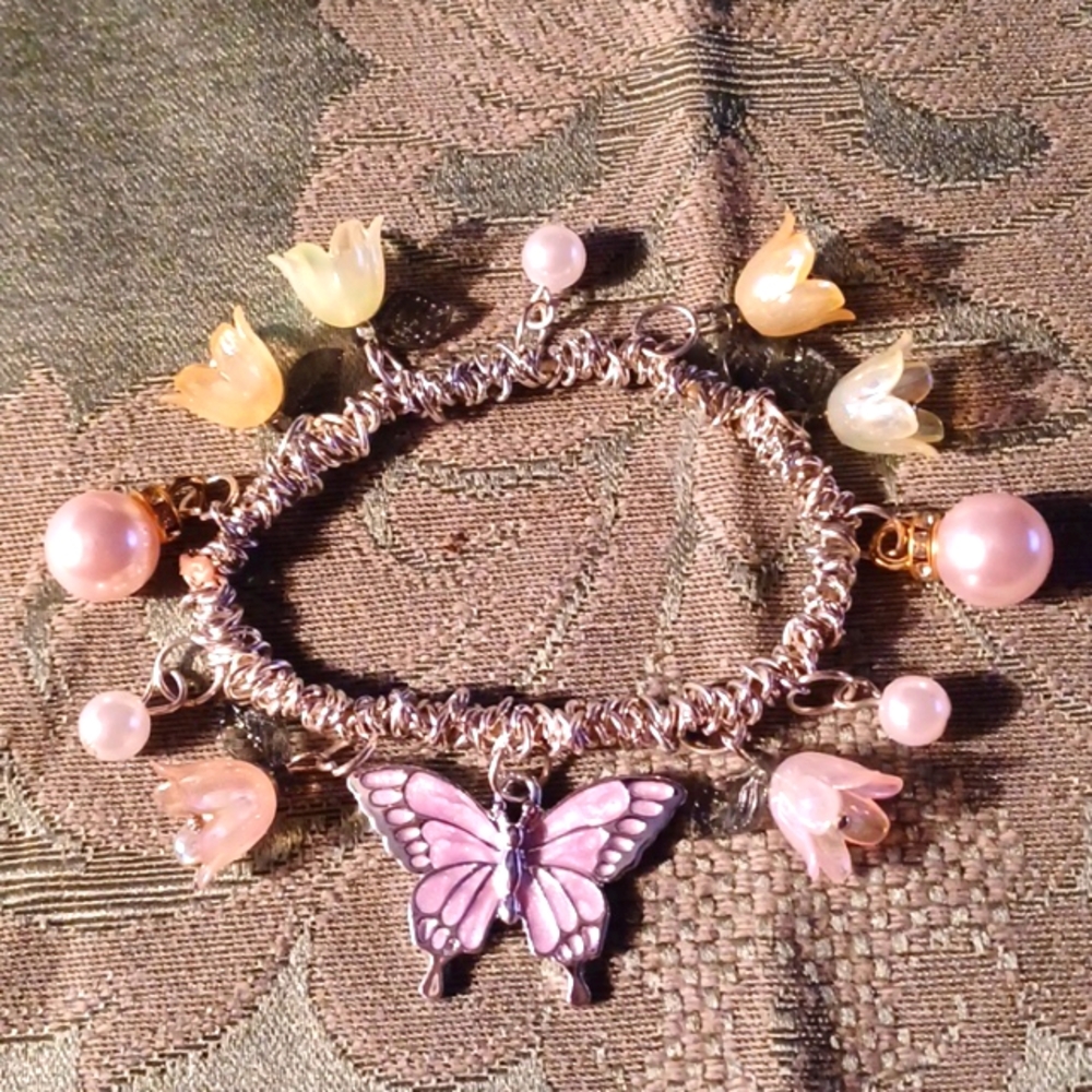 Pearls, Tulips 🌷 and a Butterfly 🦋 Bracelet